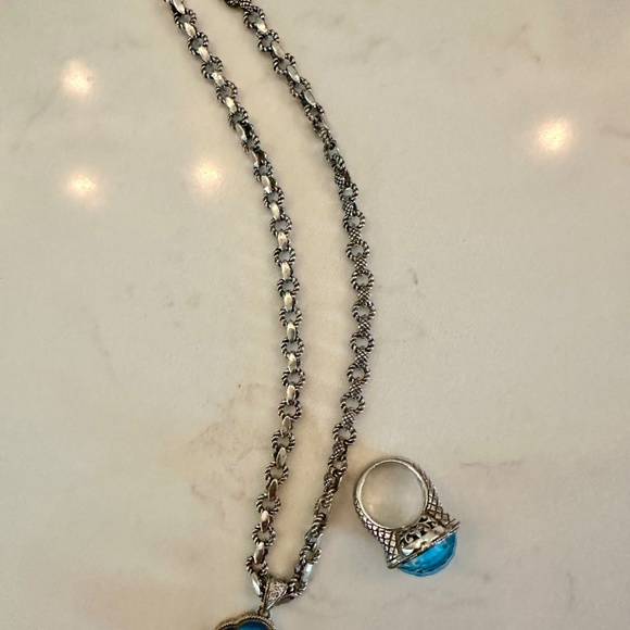 Andrea Candela silver turquoise clover pendant with diamonds. - Picture 4 of 8